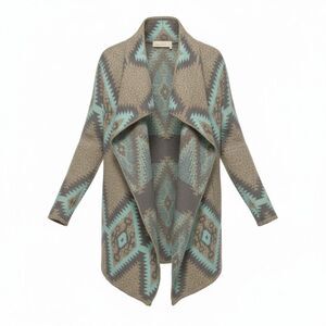 Dreamers Aztec Open Front Cardigan Sweater Sz S M Southwestern Wraparound Boho